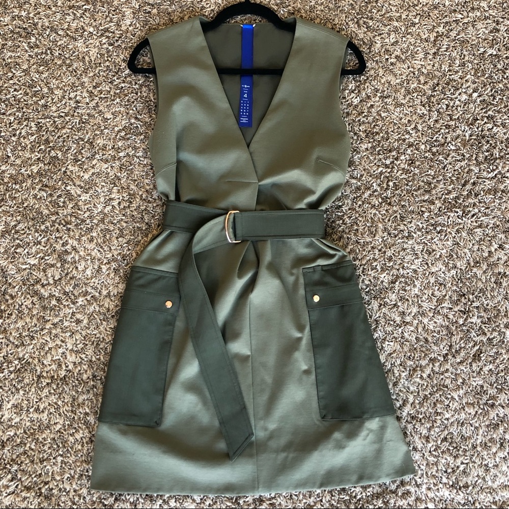Kit and Ace Belted Cargo Dress Size 4 Green